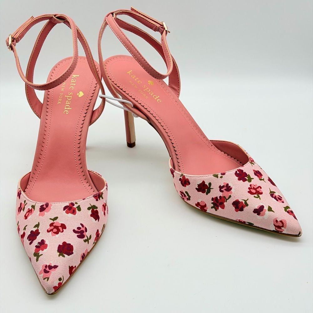 Kate Spade Pink Floral Heels Size 8B NWOT